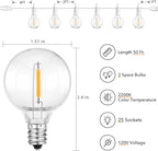 50ft White String Lights for Yard, Waterproof LED