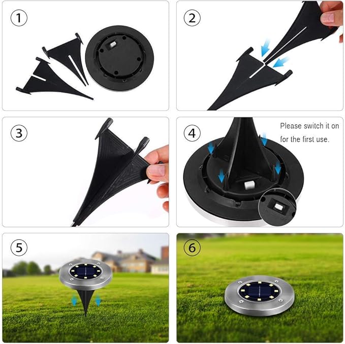 Solar Flat Disk Lights 12-Pack, Waterproof Walkway