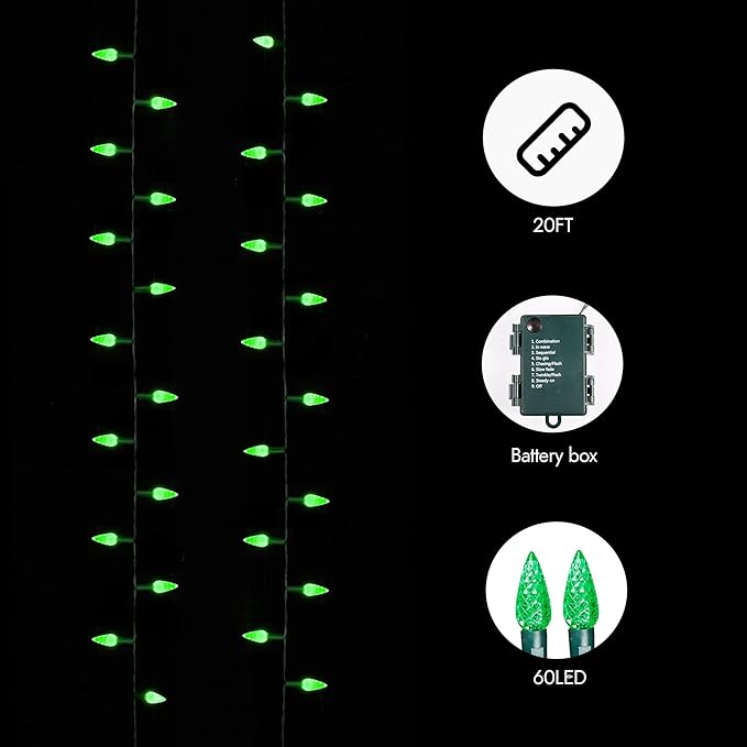20ft Christmas LED String Lights, Waterproof Timer Lights