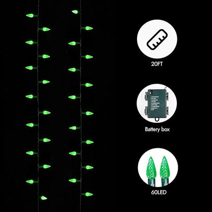 20ft Christmas LED String Lights, Waterproof Timer Lights