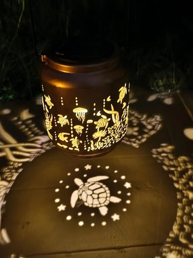 Turtle Solar Lanterns Outdoor Waterproof Hanging，Solar Lights Turtle Gifts for Women Men Metal Decorative Lanterns for Patio,Lawn, Tabletop, Landscape, Pathway,Garden Decor