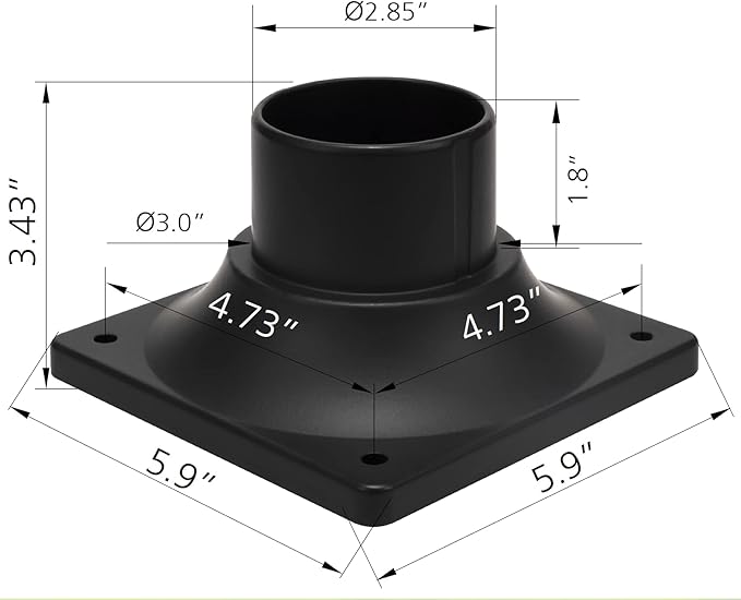 LIT-PaTH Outdoor Post Light Mounting Base, Pier Mount Base, 2-Pack, Black