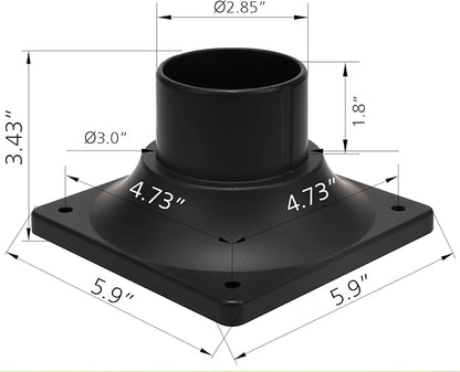 LIT-PaTH Outdoor Post Light Mounting Base, Pier Mount Base, 2-Pack, Black