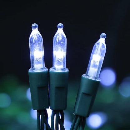 LAMPHOME 50 LED Outdoor Christmas Lights, 17 FT Battery Operated Mini String Light with 8 Modes & Timer, Xmas Tree Waterproof for Patio Garden Party Wedding Holiday Decor (White)