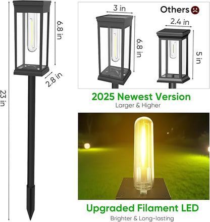 2 Pack Solar Pathway Lights Outdoor,IP65 Waterproof - Bright Solar Lights Outdoor,Auto On/Off Pathway Lights Solar Powered,Solar Path Lights for Walkway Driveway Garden