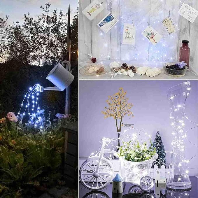 2 Pack Fairy Lights Solar Operated -39ft 100 LED Silver Wire String Lights Waterproof Mini Firefly Lights for Bedroom, Wedding, Mason Jars, DIY, Crafts, Christmas Garlands, Party Decor