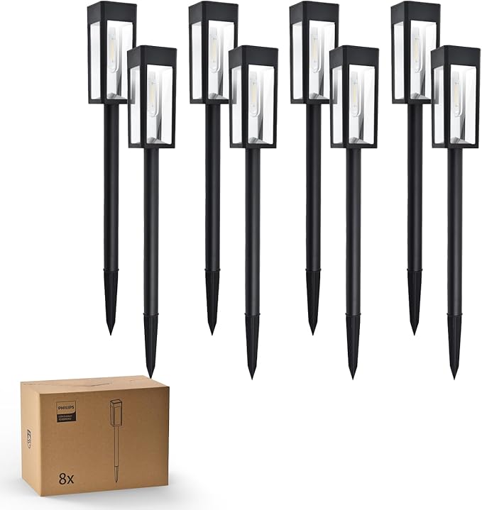 8-Pack Warm White Solar Path Lights, Outdoor Garden LED