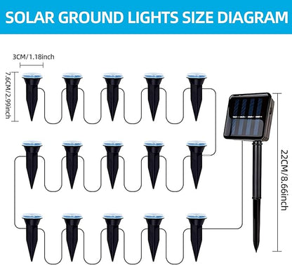 15 LED Solar Ground Lights Outdoor, Waterproof Solar Pathway Lights, LED Landscape Lighting for Garden, Patio, Driveway, Walkway - White