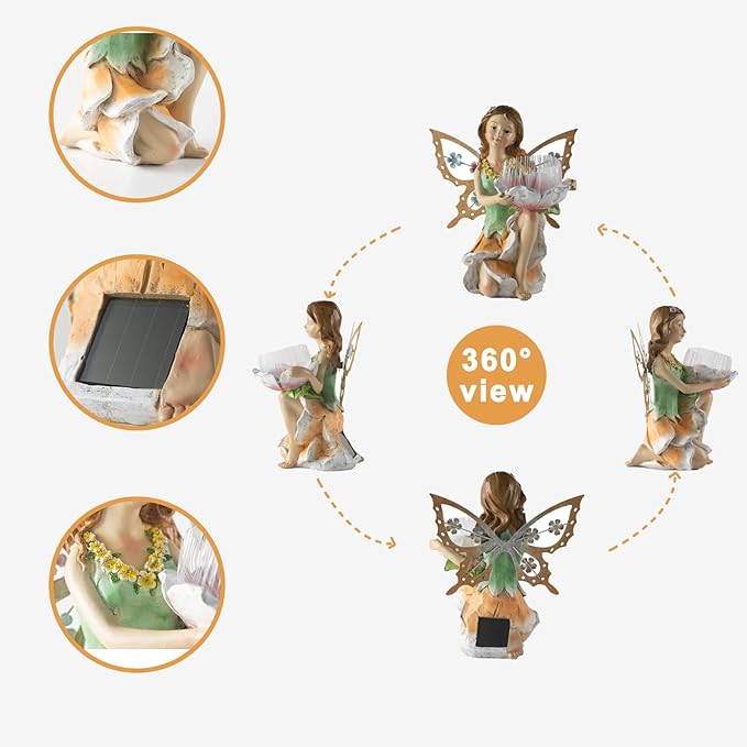 Solar Garden Statue Light 9.45", Yard Decor