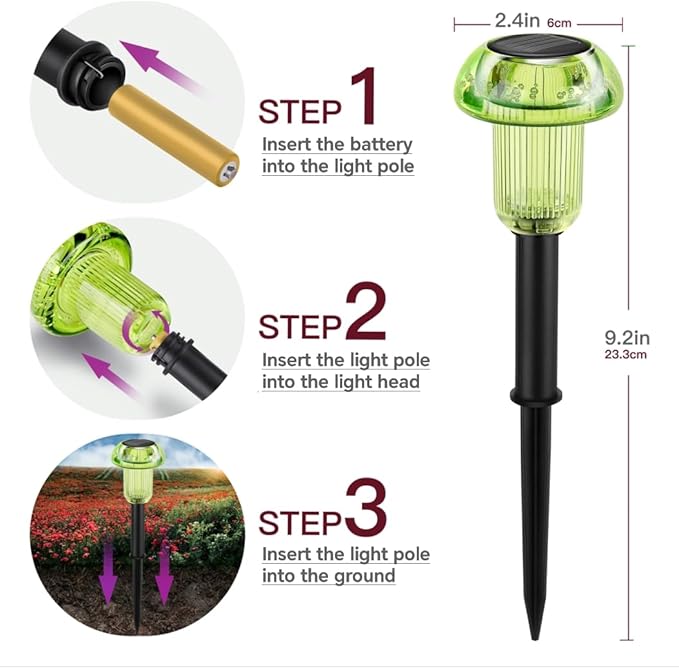St Patricks Day Solar Pathway Lights Outdoor Decorative 4 Pack, Green LED Mushroom Solar Lights Outdoor Waterproof Solar Powered Easter Decor for Patio, Valentines Day Halloween Christmas Garden Decor