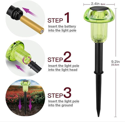 St Patricks Day Solar Pathway Lights Outdoor Decorative 4 Pack, Green LED Mushroom Solar Lights Outdoor Waterproof Solar Powered Easter Decor for Patio, Valentines Day Halloween Christmas Garden Decor