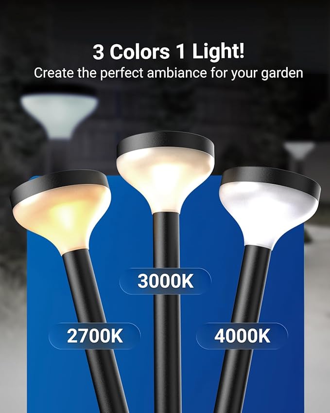 Sunco 6 Pack Round Solar Pathway Lights Outdoor, Super Bright 120 LM, 2CCT 2700K/4000K, Dimmable Path Lights for Garden, Backyard, Walkway, Driveway