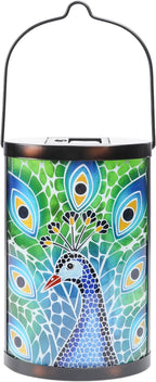 Peacock Solar Lanterns, Waterproof LED Backyard Lights