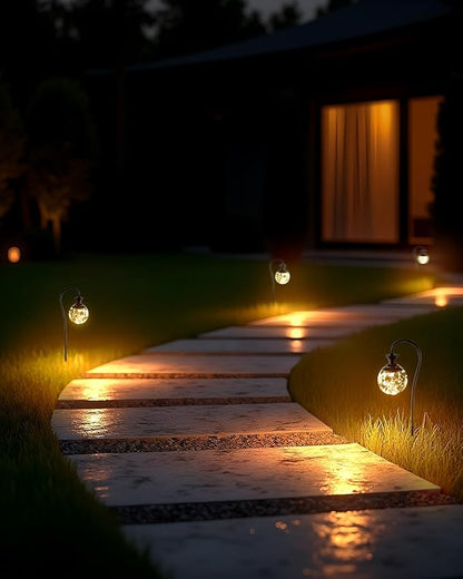 Low Voltage Globe Garden Lights, Landscape Lighting Low Volt Glass Pathway Lights, Decroative LED Path Lighting for Path, Patio, Yard, Walkway, 12-24V AC/DC, Corded, Waterproof, 2.5W 136LM