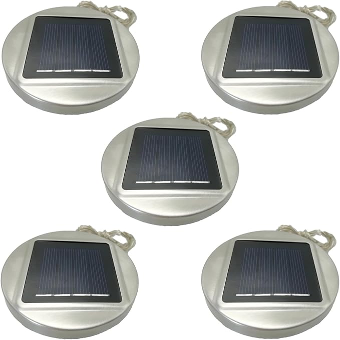 5 Pack Solar Mason Jar Lid Lights, Stainless Steel Fairy String Lights, 30 Led Outdoor Decorative Lighting For Patio, Garden, Party, Waterproof Hanging Lamps