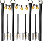 4-Pack Metal Light Poles for Backyard, Heavy-Duty