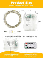 Christmas Fairy Lights 2-Pack, 200 LED Battery Twinkle Lights