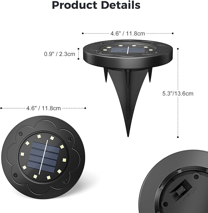 Brightown Solar Lights Outdoor Waterproof, 12 Packs LED In-Ground Lights Outdoor Solar Lights for Yard Patio Garden Lawn Deck Outside Pathway Walkway Sidewalk, Warm White