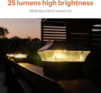 2-Pack Warm White Solar Deck Post Lights, Outdoor LED Caps