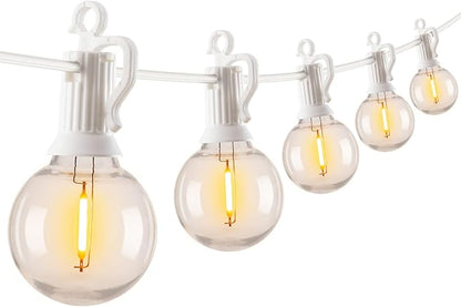 Brightown 29 Feet LED Outdoor String Lights with Shatterproof G40 Edison Bulbs, Connectable and Weatherproof Strand, Commercial Grade Patio Lights for Backyard Garden Patio Decorative, White