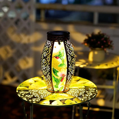 VEWOGARDEN Hummingbird Solar Lanterns Outdoor Waterproof Hanging Solar Lantern Decorative Outdoor LED Lantern Lights for Patio Yard Table Garden Decor