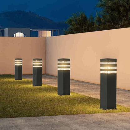 SLAWA 15In Pathway Lights Black E26 Outdoor Landscape Path Lighting Aluminum Walkway Bollard Lights Modern Landscape Sideway Post Lantern IP65 Waterproof Patio Porch Exterior Floor Lamp with Bulb