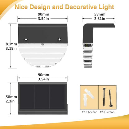 Solar Deck Lights, 6 Pack Waterproof LED Solar Step Light Outdoor, Fence Lights Solar Powered for Outside, Garden, Patio, Stairs,Yard,10 Lumens, Warm White/Color Changing Lighting