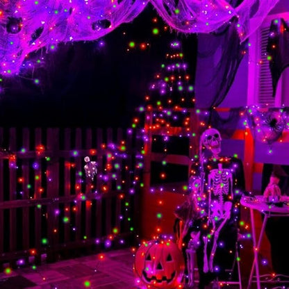 50 LED Halloween Twinkle Lights, 16ft Waterproof for Porch