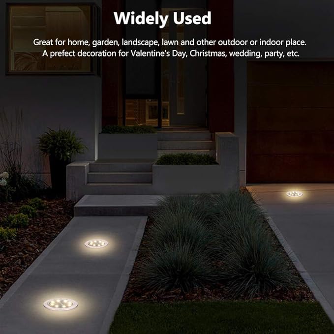 4-Pack Warm White In-Ground Solar Lights, Flat LED Walkway