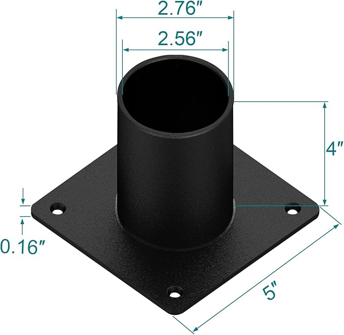 2 PCS Heavy-Duty Mounting Post Light Adapter, Jieqesic 3 Inch Outdoor Pier Mount Base, Round Black Metal Bracket for Mailbox, Flagpole, Light Pole