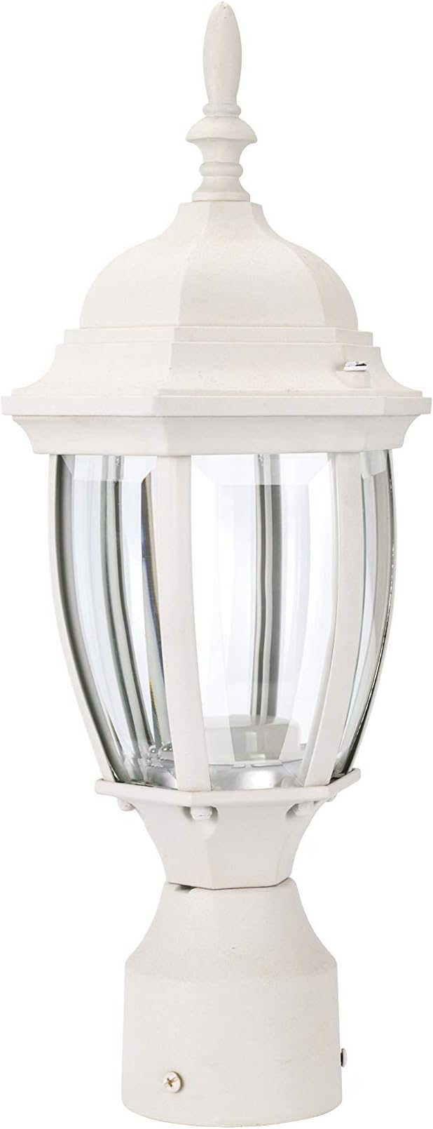 Daylight White Post Lighting Fixture with Planter, Solar Outdoor
