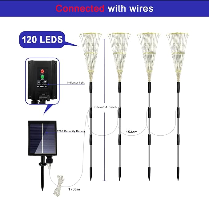 4-Pack Copper Solar Path Lights, Outdoor Walkway LED