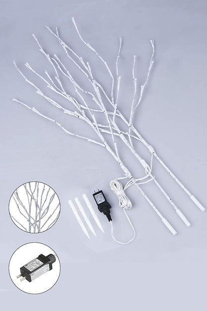 Vanthylit 3PK 30'' Lighted Birch Twig Branches with 60 LED Warm White Bulbs Waterproof Adapter in for Outdoor and Indoor Decor