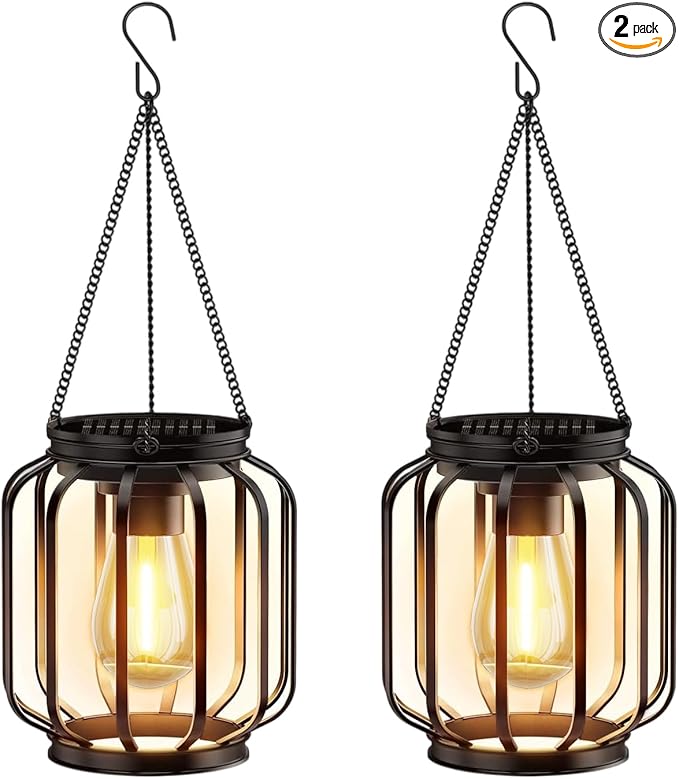 Backyard Solar Hanging Lanterns 2-Pack, Classic Backyard Decor