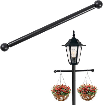 Lamp Post Cross Arm 16 inch Steel Lamp Post Cross Bar Ladder Rest Post Cross Arm Replacement for Outdoor Lamp Post (Black 1Pack)