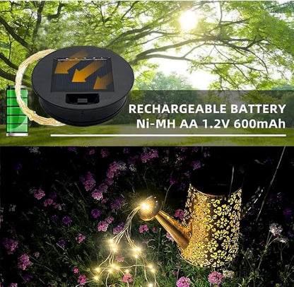 Solar-Replacement Top Lantern Waterproof String - 2 Packs Round Panels Copper Wire Accessories for Garden Watering Can Lights Outdoor Handling Lantern DIY Patio Housewarming Decorations (Cold/Warm)