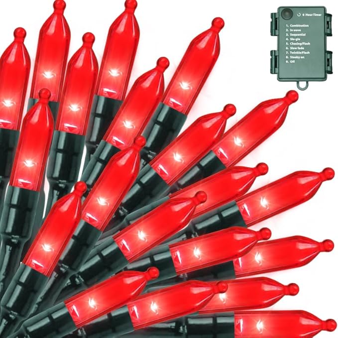 50 LED Christmas Twinkle Lights, 16ft Waterproof for Yard