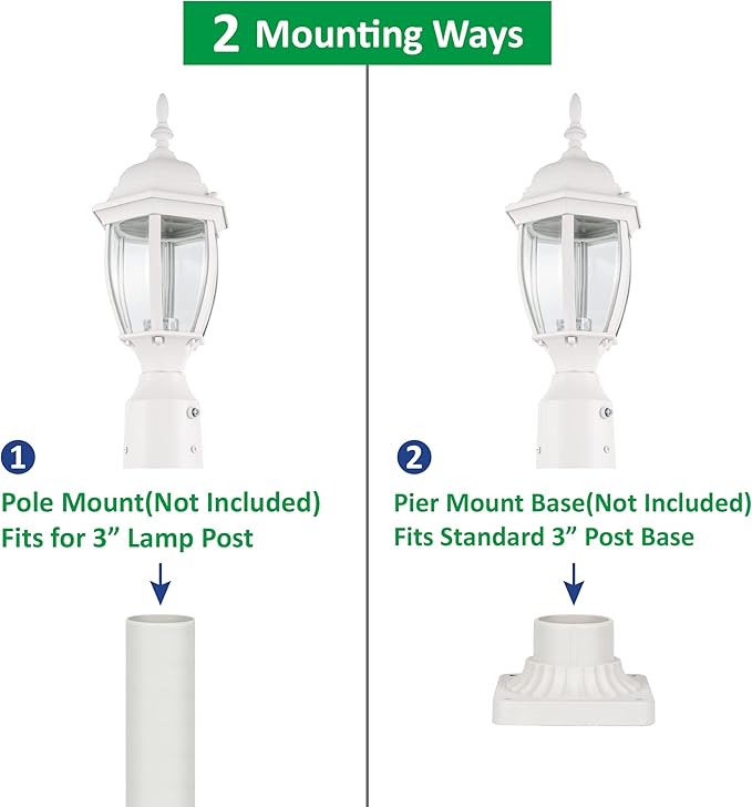 Outdoor Post Lighting Fixture, White Weatherproof Post Light