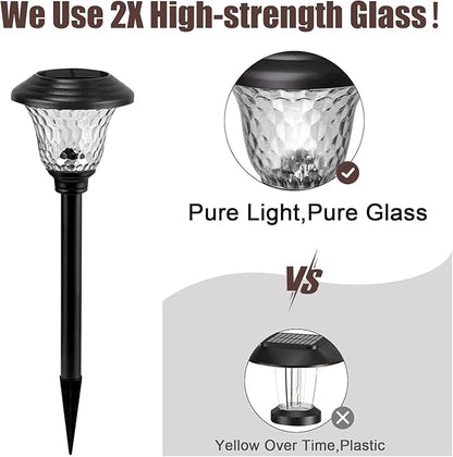BEAU JARDIN 8 Pack Solar Pathway Lights Outdoor Solar Powered Light Christmas Gift Waterproof Glass High Lumen for Garden Landscape Path Yard Walkway Patio Driveway Outside White Color Changing Black