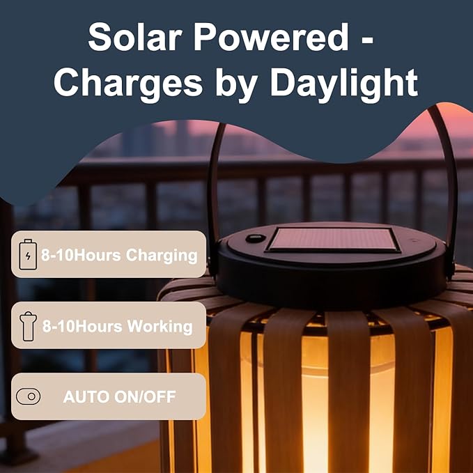 2Pack Solar Lanterns Outdoor Waterproof Garden Decor, Gifts for Women Mom Grandma Outdoor Solar Lantern Lights for Yard, Patio, Lawn,Pathway, Landscape