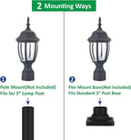 Outdoor Post Lighting Fixture, Warm White Weatherproof Post Light