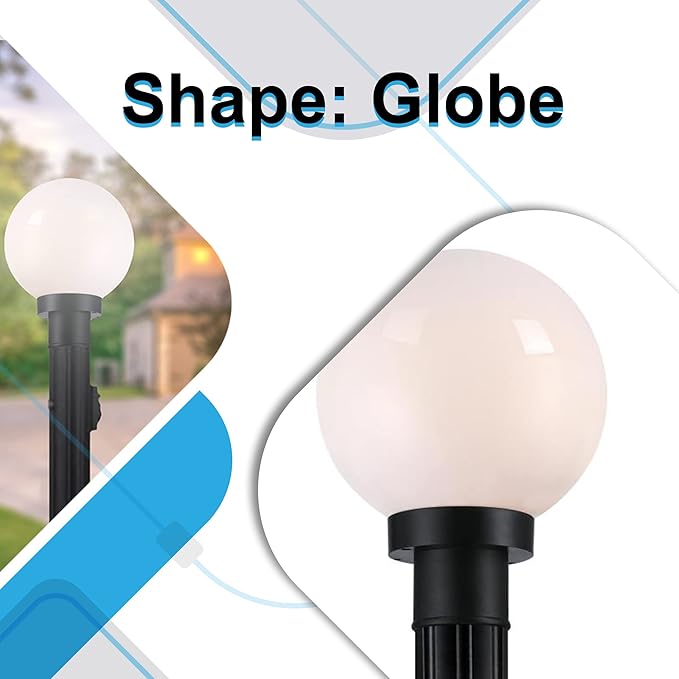Ciata Outdoor Lamp Post, One-Light Polycarbonate Outdoor Post Mount Decorative Lantern in Black Finish, E26 Base, 60 W Max, Mounts on 3 Inch Std Post (Not Included), Opal Acrylic Globe Light Fixture