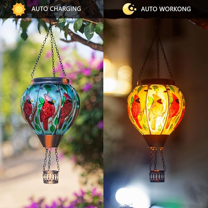 Metal Cardinal Solar Lanterns for Outdoor, Waterproof LED