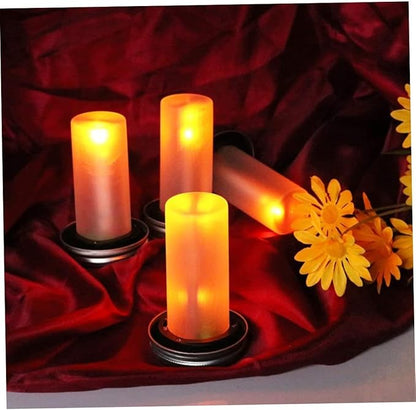 Solar Mason Jar Lids, Mason Jar Lights, LED Solar Lids Lights for Jars, Simulation Flame Flickering Garden Wedding Patio Home Decoration for Regular Mouth Lantern