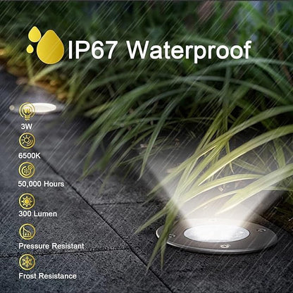 3W Low Voltage Landscape Lighting Well Lights Landscape LED in Ground Waterproof 12V-24V Low Voltage Outdoor in Ground Lights for Pathway Garden 1 Pack with Connectors