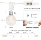 Christmas Patio String Lights, 25ft 40 LED Waterproof