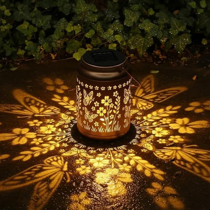 Lyeasw Garden Decor Butterfly Solar Lanterns Waterproof, Christmas Garden Gifts for Women Mom Grandma, Hanging Solar Lights for Outside, Metal Outdoor Decorations for Patio, Yard, Pathway(Bronze)