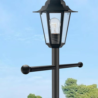 Lamp Post Cross Arm 16 inch Steel Lamp Post Cross Bar Ladder Rest Post Cross Arm Replacement for Outdoor Lamp Post (Black 2 Pack)