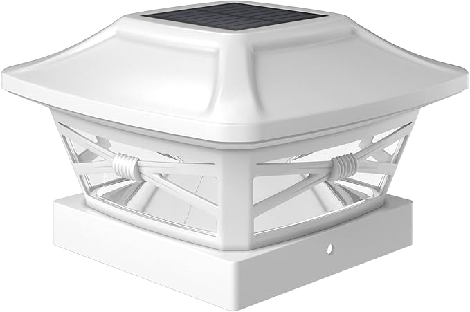 White Solar Deck Post Lights, Outdoor LED Caps