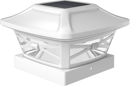 Davinci Lighting Renaissance Solar Outdoor Post Cap Lights - Includes Bases for 4x4 5x5 6x6 Posts - Bright LED Light - Pearl White (1 Pack)
